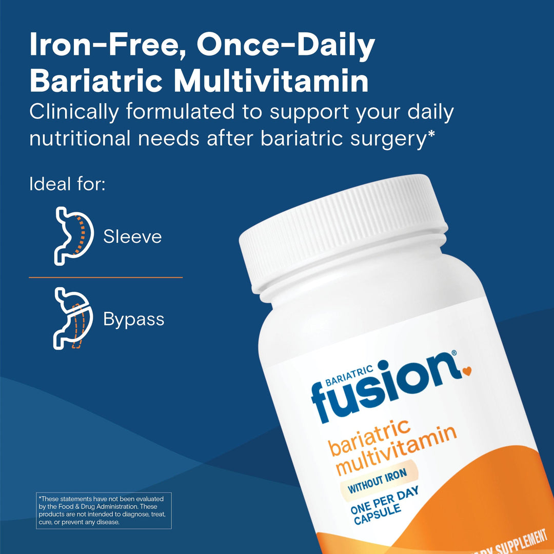 Bariatric Fusion One Per Day Bariatric Multivitamin Capsule Without Iron is clinically formulated to support your daily nutritional needs after bariatric surgery.*