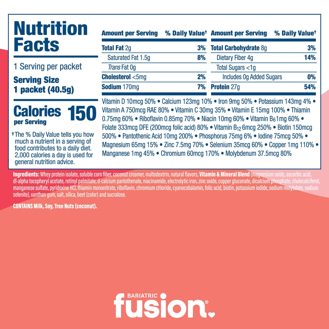 Bariatric Fusion Strawberry Banana High Protein Meal Replacement - Single Serve Packet nutrition facts.