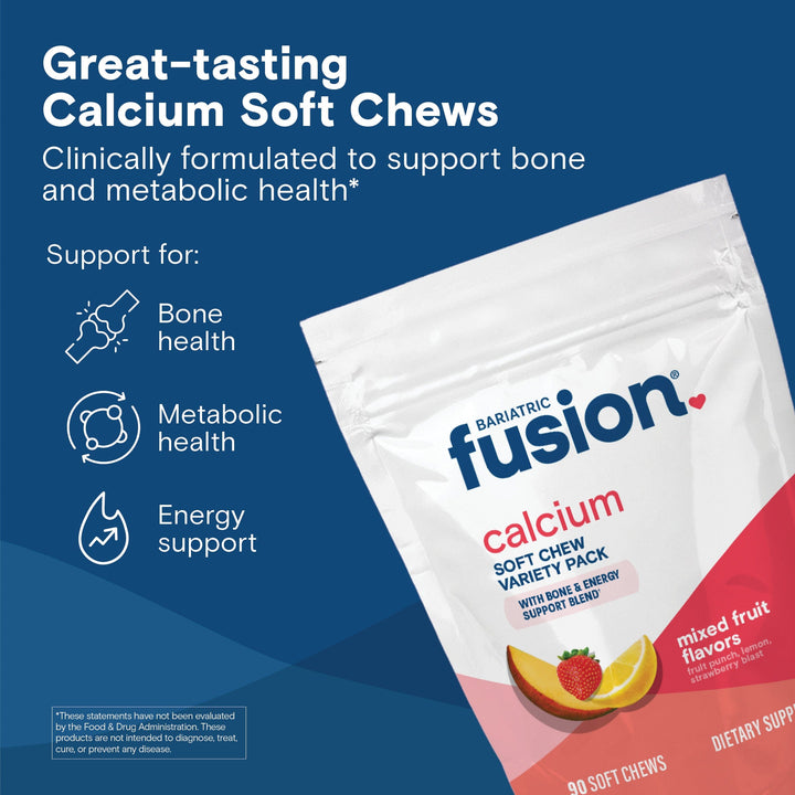 Bariatric Calcium Citrate Soft Chew Fruit Variety Pack is clinically formulated to support bone and metabolic health.*
