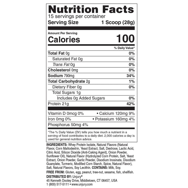 Unjury Beef & Herb Savory High Whey Protein Powder Nutrition Facts