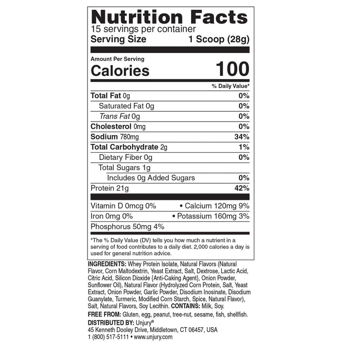 Unjury French Onion Soup High Whey Protein Powder Nutrition Facts