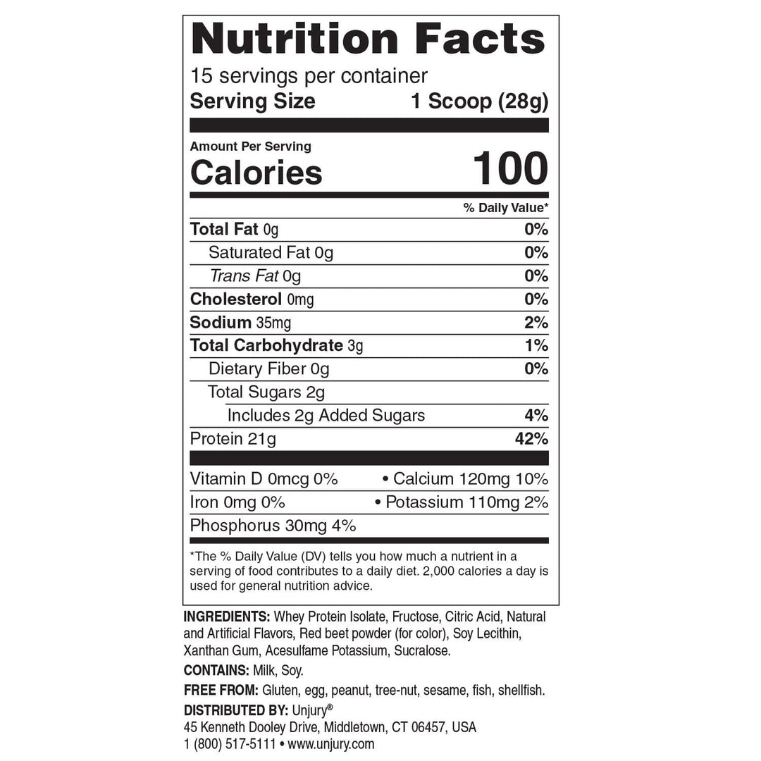 Unjury Strawberry High Whey Protein Powder Nutrition Facts