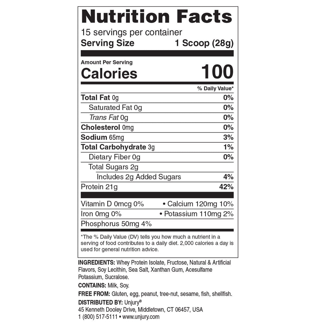 Unjury Vanilla High Whey Protein Powder Nutrition Facts