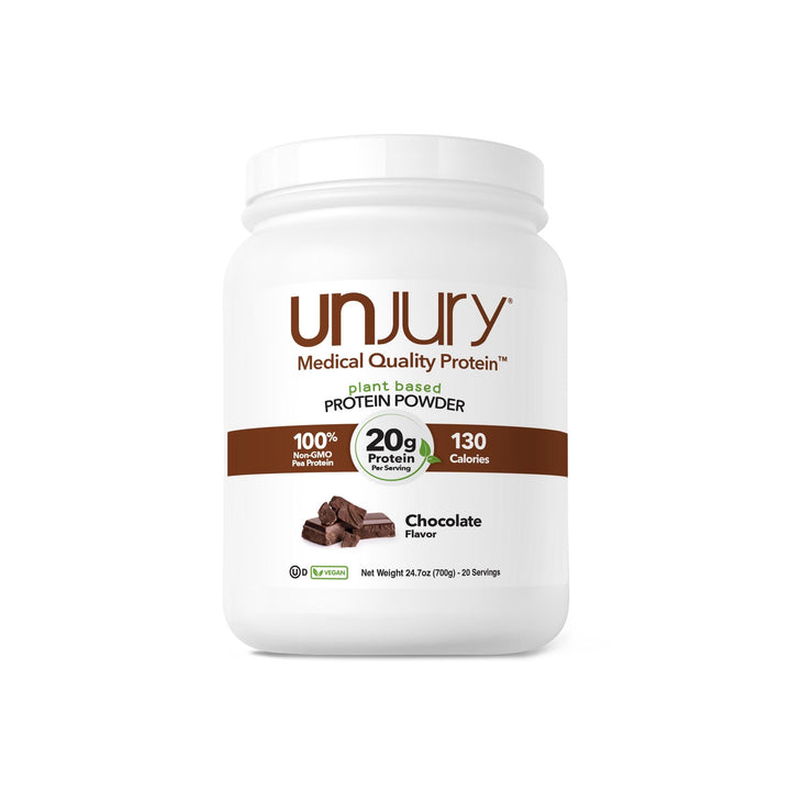Unjury Chocolate plant-based vegan protein powder 100% non-gmo pea protein. 