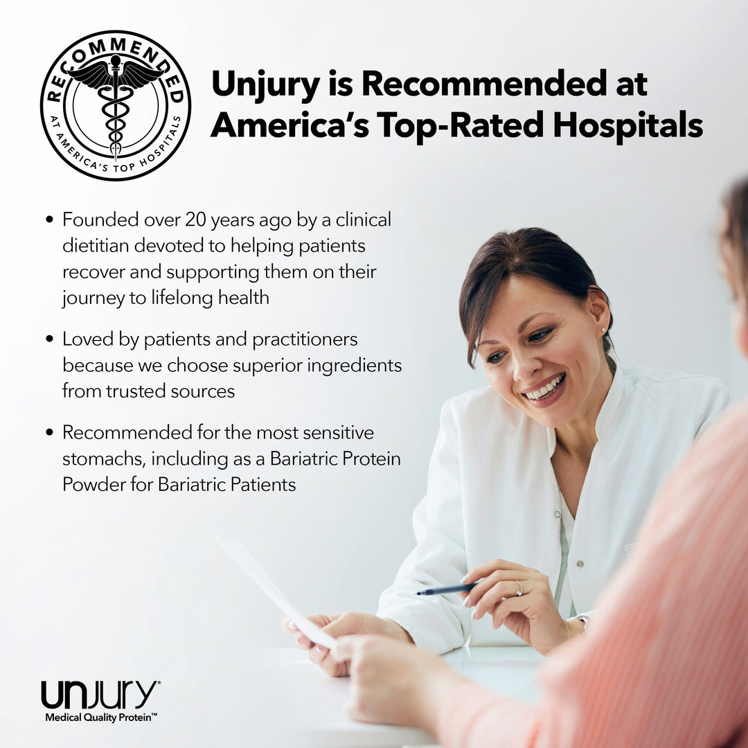 Unjury Ready-to-Drink Protein Shakes are recommended at America's hospitals.