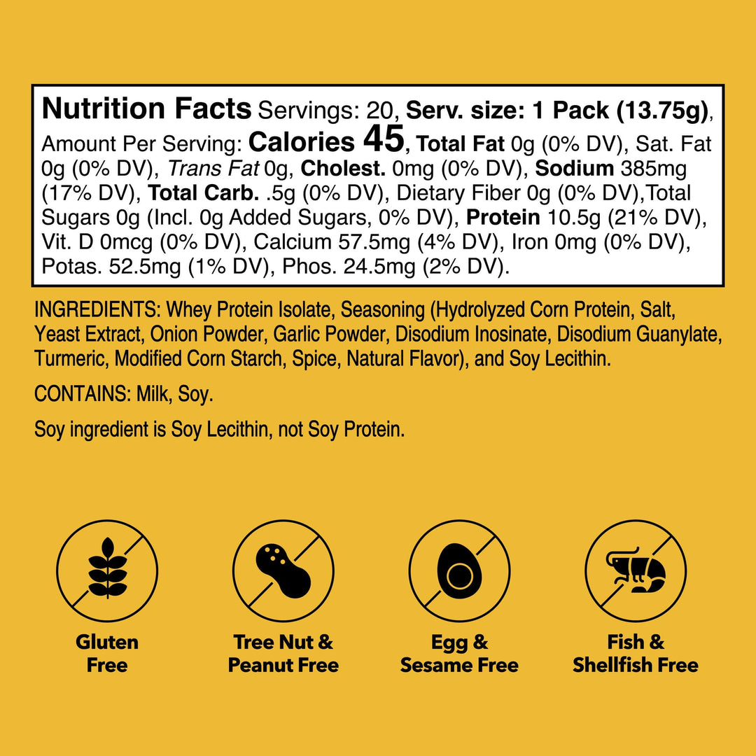 Unjury Chicken Soup Whey Protein Isolate Single-Serve Stick nutrition facts.