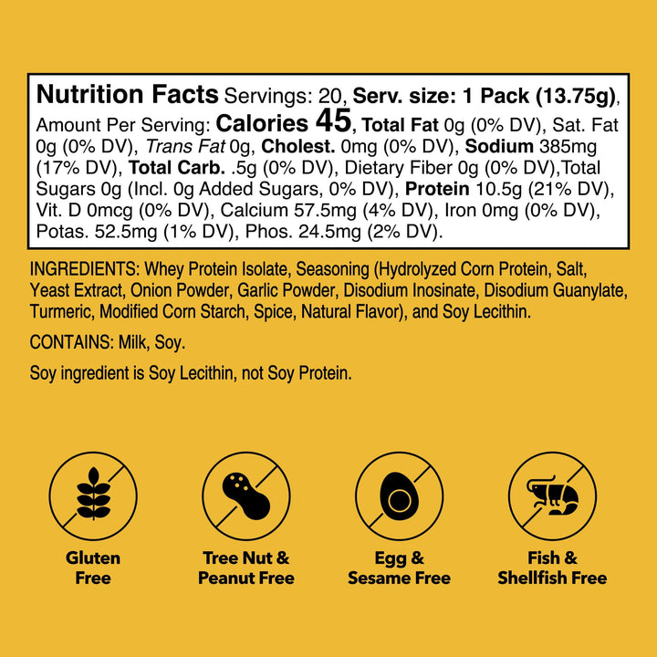 Unjury Chicken Soup Whey Protein Isolate Single-Serve Stick nutrition facts.