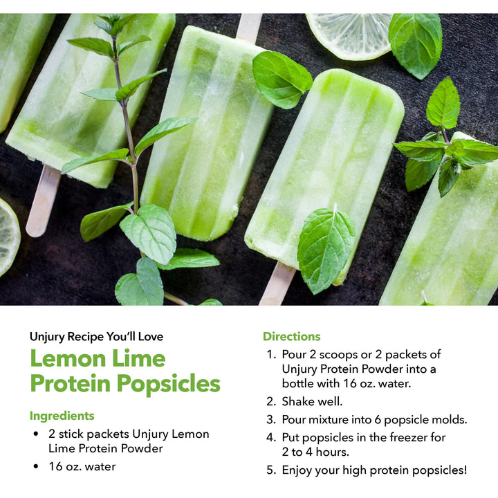 Unjury Lemon Lime Protein Popsicle Recipe.