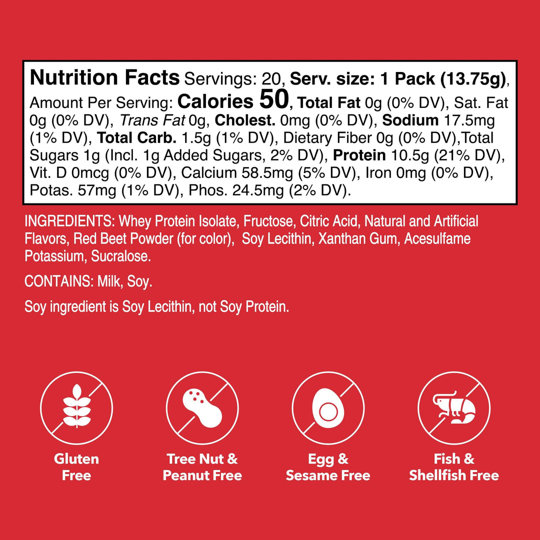 Unjury Strawberry Protein Stick Pack nutrition facts.