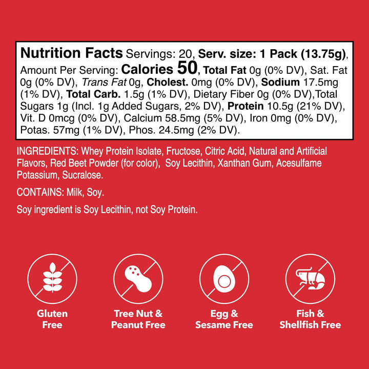 Unjury Strawberry Protein Stick Pack nutrition facts.