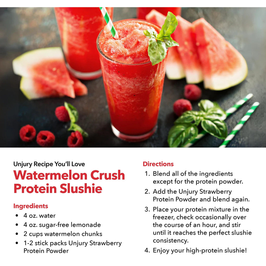 Unjury Strawberry Protein Watermelon Crush Protein Smoothie Recipe.