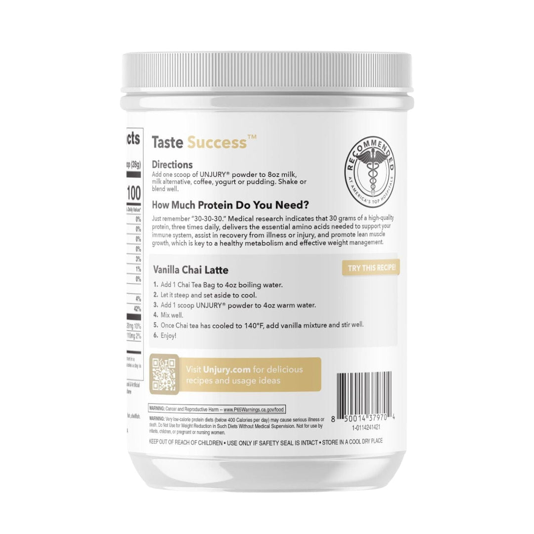 Unjury Vanilla High Whey Protein Powder container back